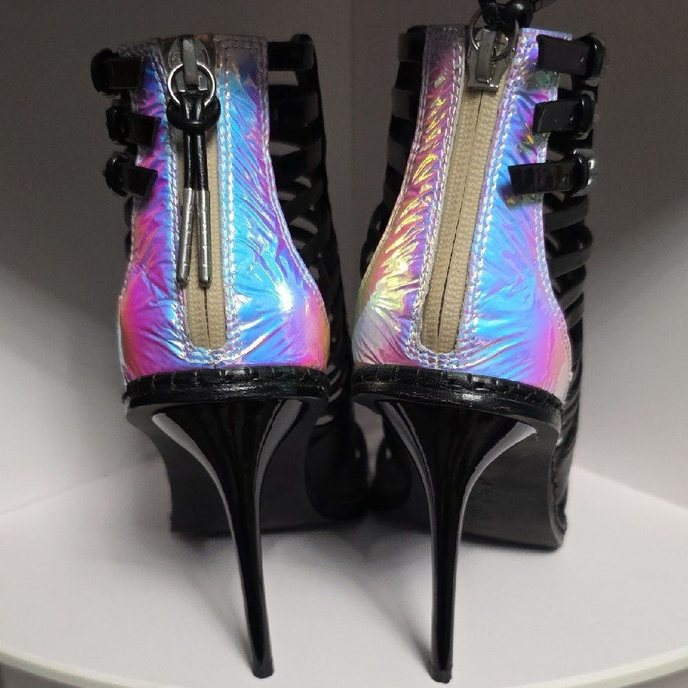 L.A.M.B. Black Strappy Heels - Picture 2 of 3